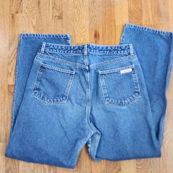Calvin Klein Womens Jeans Size 15 Straight Leg Blue Denim High Rise Vintage 90s - Picture 2 of 9